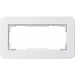 1002410	 Рамка с белой подложкой без перегородки E3 Белый / Белый 2-постовая Gira