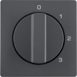 10966086 Центральная панель с вращающейся ручкой для 3-уровневого выключателя, Q.1/Q.3, цвет: антрацитовый, с эффектом бархата Berker