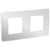 NU280455 Рамка Unica Studio Metal Хром / Белый 2-постовая Schneider Electric