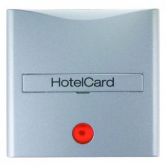 16401404 Hакладка карточного выключателя для гостиниц с оттиском и красной линзой цвет: алюминий, матовый B.1/B.7 Glas Berker