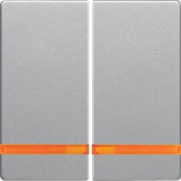 16276084 Клавиши с оранжевой линзой, Q.1/Q.3, цвет: алюминиевый, с эффектом бархата Berker