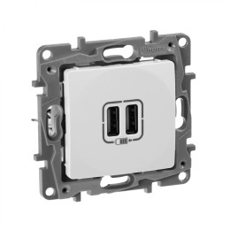 672294 Зарядное устройство с двумя USB-разьемами 240В/5В 2400мА - Etika - белый Legrand