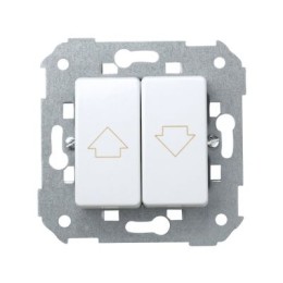 27396-65 Выключатель двухклавишный кнопочный для управления жалюзи (без блокировки), 10А 250В, Simon 27, белый