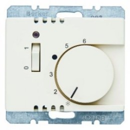 20300002 Регулятор температуры помещения с размыкающим контактом, центральной панелью, одноклавишным выключателем и светодиодом цвет: белый, с блеском Arsys Berker