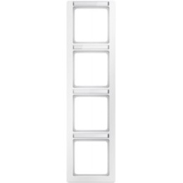 10146019 Рамка с полем для надписей Q.1 Полярная белизна с эффектом бархата 4-постовая вертикальная Berker