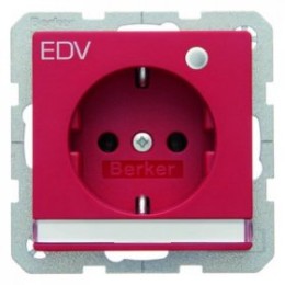 41106015 Штепсельная розетка SCHUKO с контрольной лампой, полем для надписи цвет: красный, бархат, Q.1 Berker