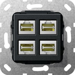 569810 Разъем MJ RJ45 Cat 6A 10 GB 4 местн. Черный Черный Gira