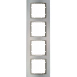 10143904 Рамка B.3 Алюминий / Полярная белизна 4-постовая вертикальная Berker
