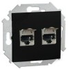 1591564-038 Розетка компьютерная двойная RJ45 кат.6а (АМР, FTP), графит Simon 15