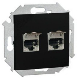 1591564-038 Розетка компьютерная двойная RJ45 кат.6а (АМР, FTP), графит Simon 15