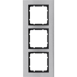 10133606 Рамка B.7 Антрацит, нержавеющая сталь 3-постовая вертикальная Berker
