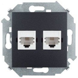 1591590-038 Розетка телефонная + компьютерная RJ11+RJ45 кат.5е, Systimax, графит Simon 15