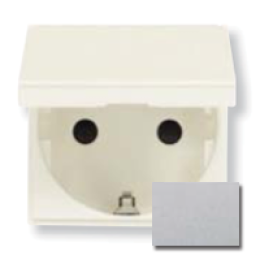 N2288.1 PL Розетка SCHUKO с заземлением, с крышкой, со шторками, 16А / 250В, серия Zenit, цвет серебристый, ABB