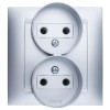 1590457-033 Розетка двойная без заземления, 16А 250В, винтовой зажим, алюминий Simon 15