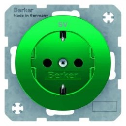 47432003 Штепсельная розетка SCHUKO с надписью "SV", зеленая, с блеском R.1/R.3 Berker