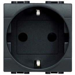 L4141 Розетка 2П + заземление (боков.) 10А/16А с защитными шторками 2 модуля Bticino