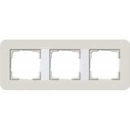 0213411	 Рамка с белой подложкой E3 Светло-серый / Белый 3-постовая Gira