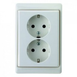 47290069 Двойная штепсельная розетка SCHUKO с рамкой цвет: полярная белизна, с блеском Arsys Berker