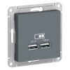 ATN000733 Atlasdesign USB Розетка, 5В, 1 порт x 2,1 А, 2 порта х 1,05 А, механизм, Грифель Schneider Electric