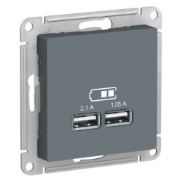 ATN000733 Atlasdesign USB Розетка, 5В, 1 порт x 2,1 А, 2 порта х 1,05 А, механизм, Грифель Schneider Electric