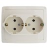 1590451-031 Розетка двойная с заземлением Schuko с защитными шторками, винтовой зажим, 16А 250В, слоновая кость Simon 15