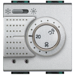 NT4442 Электронный комнатный термостат с переключателем "зима/лето" и релейным выходом на С-NO контакт 2А 250В 2 модуля Bticino