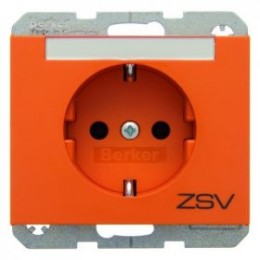 47397114 Штепсельная розетка SCHUKO с символом и полем для надписи цвет: оранжевый, с блеском K.1/K.5 Berker
