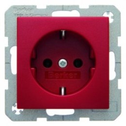 47431912 Штепсельная розетка SCHUKO цвет: красный, матовый S.1/B.1/B.3/B.7 Glas Berker