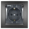 1590450-038 Розетка с заземлением Schuko со шторками, с крышкой, IP44, 16А 250В, винтовой зажим, графит Simon 15