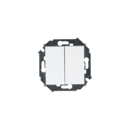 1591397-030 Выключатель двухклавишный проходной, 16А 250В, винтовой зажим, белый Simon 15