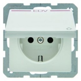 47516059 Штепсельная розетка SCHUKO, с откидной крышкой, с оттиском, Q.1/Q.3, цвет: полярная белизна, с эффектом бархата Berker