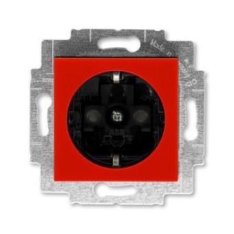Розетка ABB Levit с заземлением со шторками 16А красный / дымчатый чёрный 5520H-A03457 65W 2CHH203457A6065