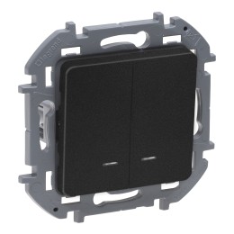 Выключатель двухклавишный с подсветкой/индикацией 10 AX - 250 В Антрацит Legrand INSPIRIA 673633