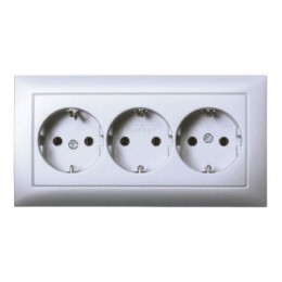 47661939 Тройная штепсельная розетка SCHUKO, S.1, цвет: алюминиевый Berker