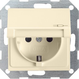 041401 Розетка c заземляющими контактами, крышкой, с защитой от детей и пиктограммой Кремовый Gira