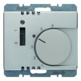 20319004 Регулятор температуры помещения 24 В с размыкающим контактом, центральной панелью, одноклавишным выключателем и светодиодом цвет: стальной, лак Arsys Berker