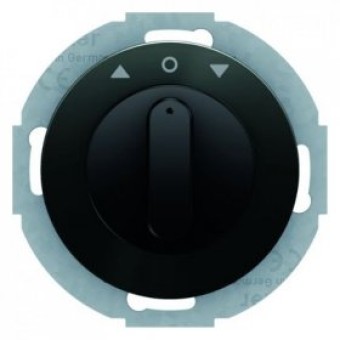 38112045 Жалюзийный поворотный выключатель с центральной панелью и вращающейся ручкой, R.1, цвет: черный, с блеском Berker