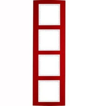 10143022 Рамка B.3 Красный / Полярная белизна 4-постовая вертикальная Berker