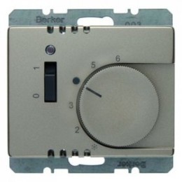 20319011 Регулятор температуры помещения 24 В с размыкающим контактом, центральной панелью, одноклавишным выключателем и светодиодом цвет: светло-бронзовый, лак Arsys Berker