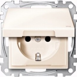 MTN2314-0344 Механизм розетки с крышкой заземл.контактом , со шторками IP 44 Merten