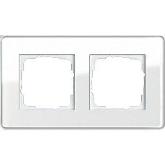 0212512 Рамка Esprit Glass C Белое стекло 2-постовая Gira
