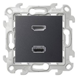 2411095-038 Коннектор HDMI+USB 2.0, графит Simon 24
