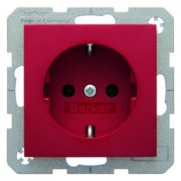47438912 Штепсельная розетка SCHUKO цвет: красный, с блеском S.1/B.3/B.7 Glas Berker