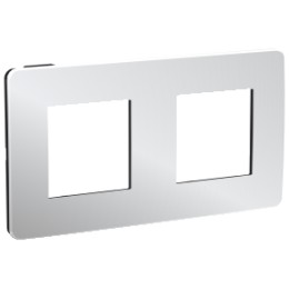 NU280456 Рамка Unica Studio Metal Хром / Антрацит 2-постовая Schneider Electric