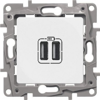 672294 Зарядное устройство с двумя USB-разьемами 240В/5В 2400мА - Etika - белый Legrand