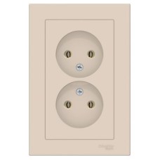 ATN000220 Atlasdesign Розетка двойная без заземления,16А, в сборе, Бежевый Schneider Electric ATN000220 Atlasdesign Розетка двойная без заземления,16А, в сборе, Бежевый Schneider Electric