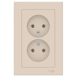 ATN000220 Atlasdesign Розетка двойная без заземления,16А, в сборе, Бежевый Schneider Electric