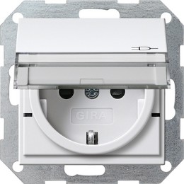 276227 Вставка розетки с крышкой, с защитой от детей и полем для надписи белый матовый Белый Gira