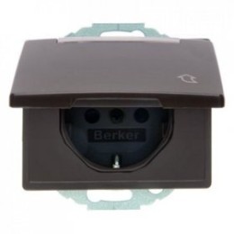 47480001 Штепсельная розетка SCHUKO с откидной крышкой и полем для надписи цвет: коричневый, с блеском Arsys Berker