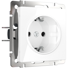 WL01-SKGS-01-IP44 Розетка с заземлением и шторками (белая) Antik Werkel a028830